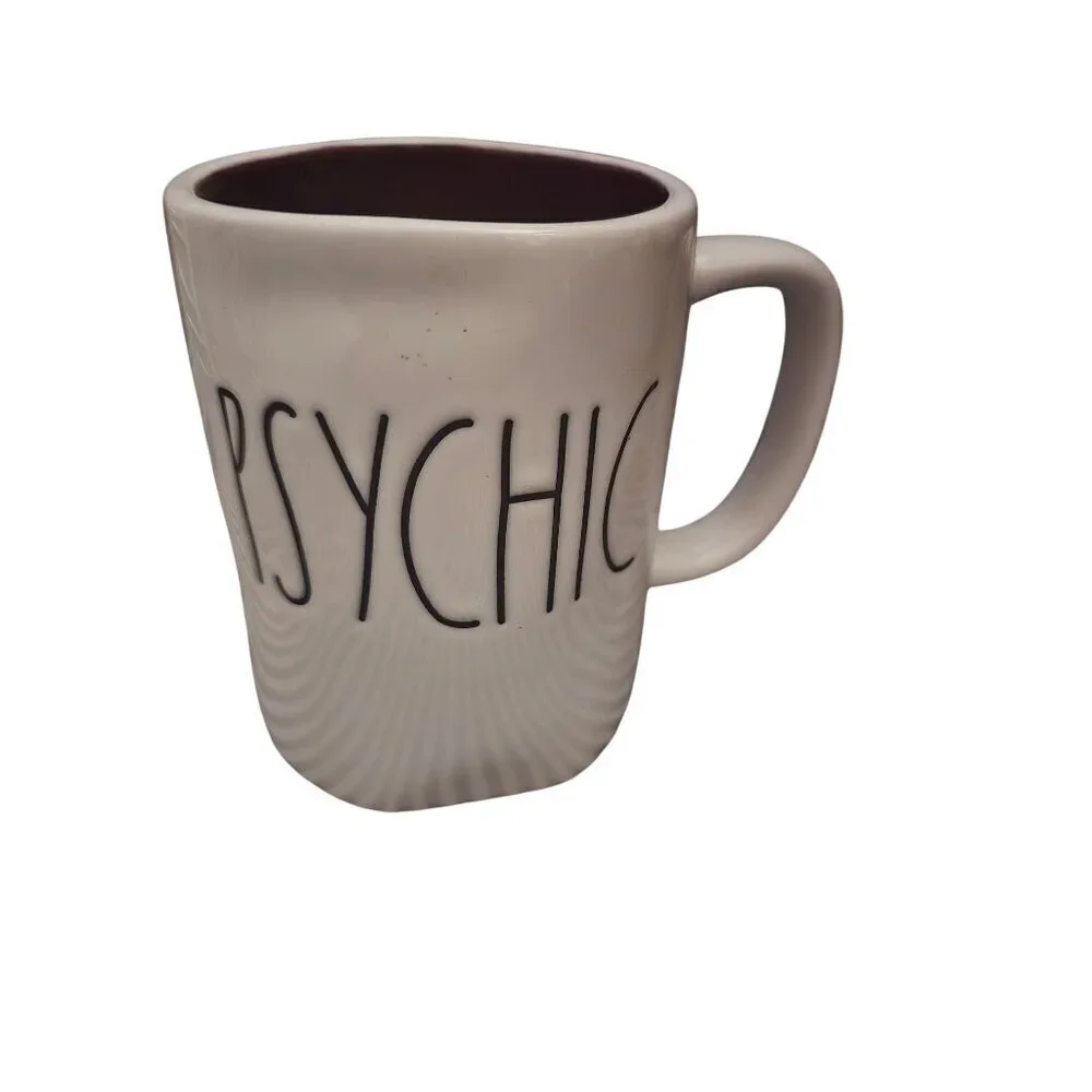 Rae Dunn Halloween Psychic Coffee Mug Purple Interior White